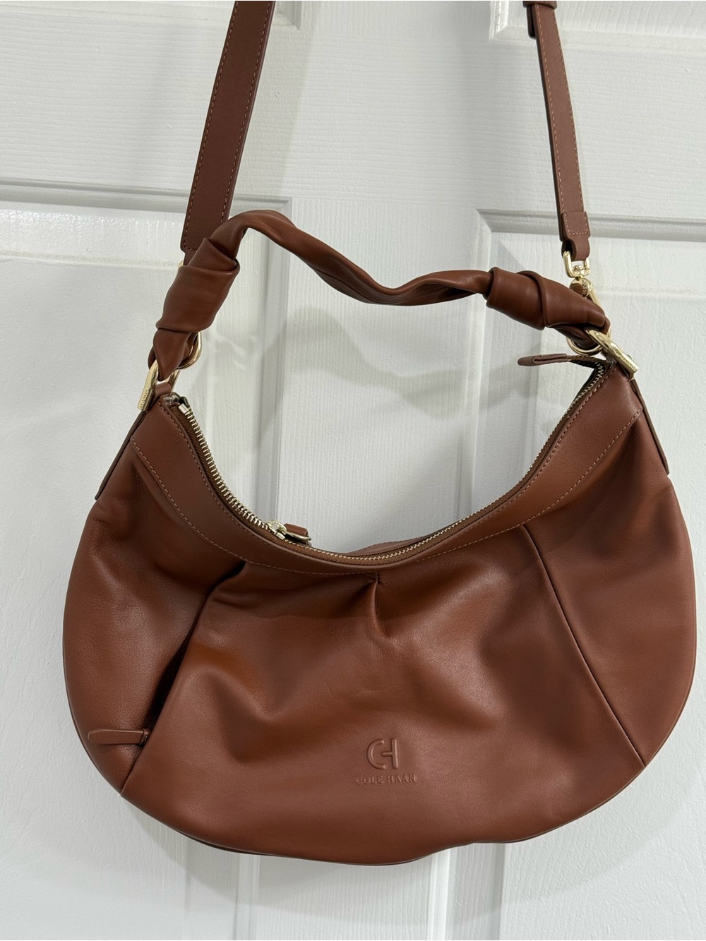 Cole Haan Women’s Brown Leather Crescent Shoulder Bag